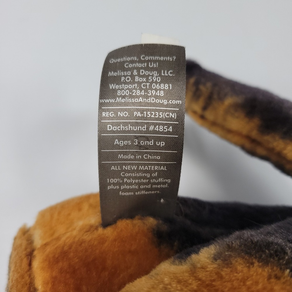 Melissa & Doug Dachshund Weiner Dog 20"‎ Plush Black & Tan Realistic Puppy - Picture 10 of 13